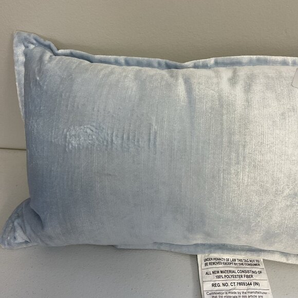 Threshold Oversized Velvet Lumbar Throw Pillow Blue 12 X 12” - Picture 5 of 7